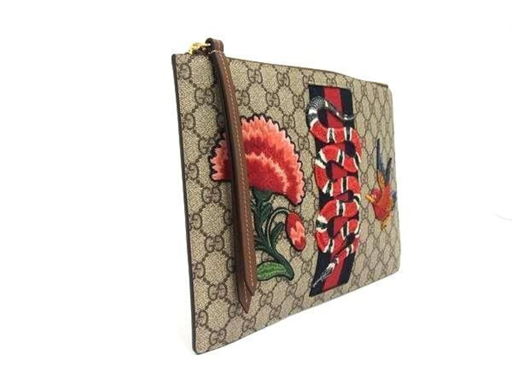 Gucci Shoulder Supreme Canvas Bag Clutch GG Brown